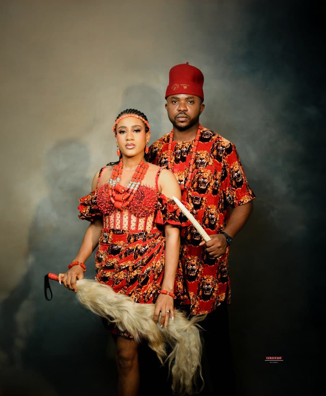 The couple being blessed by their parents/elders.